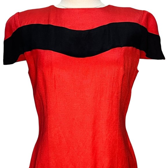 Vintage red and black midi dress - Picture 5 of 7
